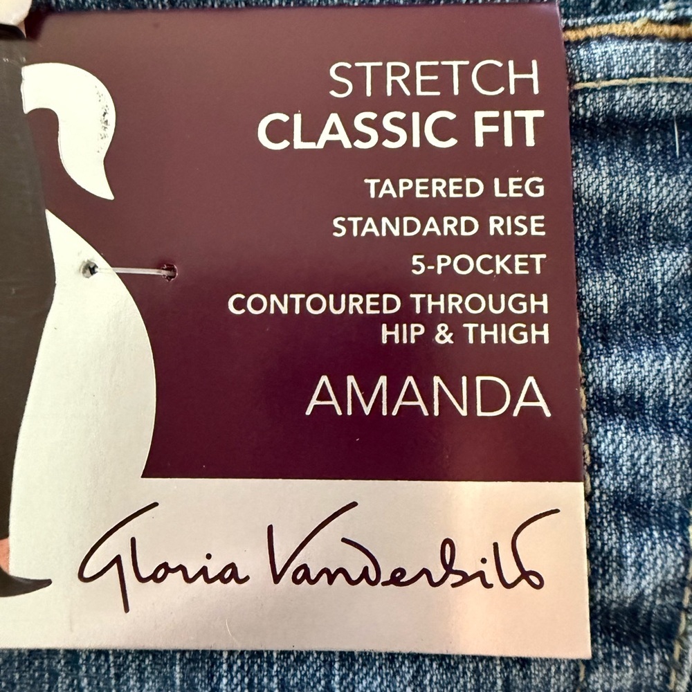GLORIA VANDERBILT Amanda Stretch Classic Fit Jeans - NEW w/ Tags - Size 12 Short - Picture 7 of 7